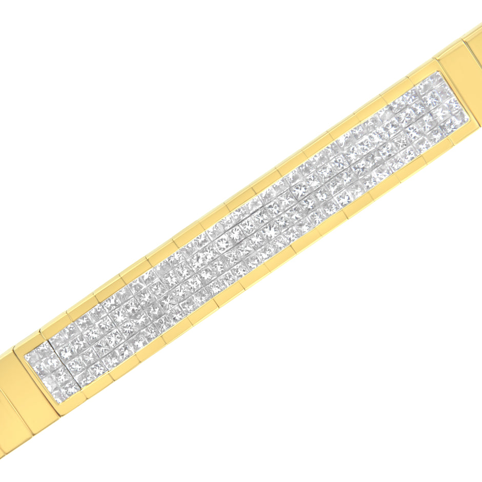 14K Yellow Gold 3 5/8 cttw Invisible Set Princess-Cut Diamond ID Tennis Bracelet (I-J Color, SI1-SI2 Clarity) - Size 7
