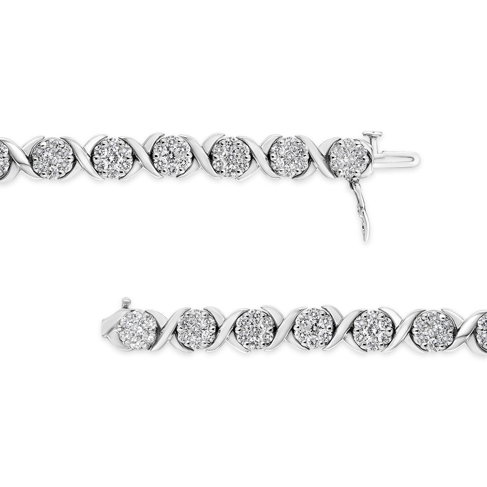 14K White Gold 6-1/3 Cttw Round Brilliant-Cut Diamond Round Cluster & X-Link 7