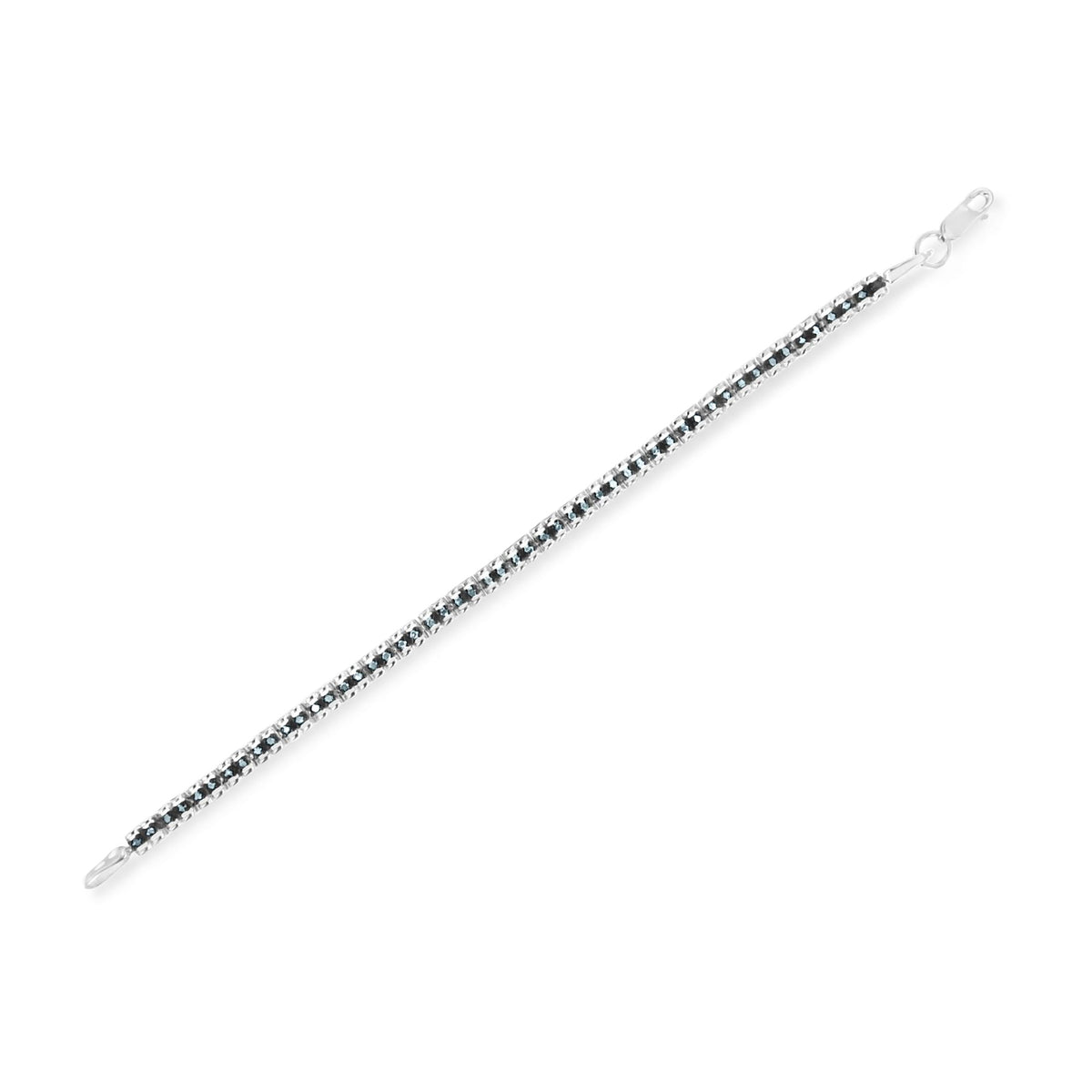 Black Rhodium over .925 Sterling Silver 1.0 Cttw Rose Cut Diamond Double-Link 7