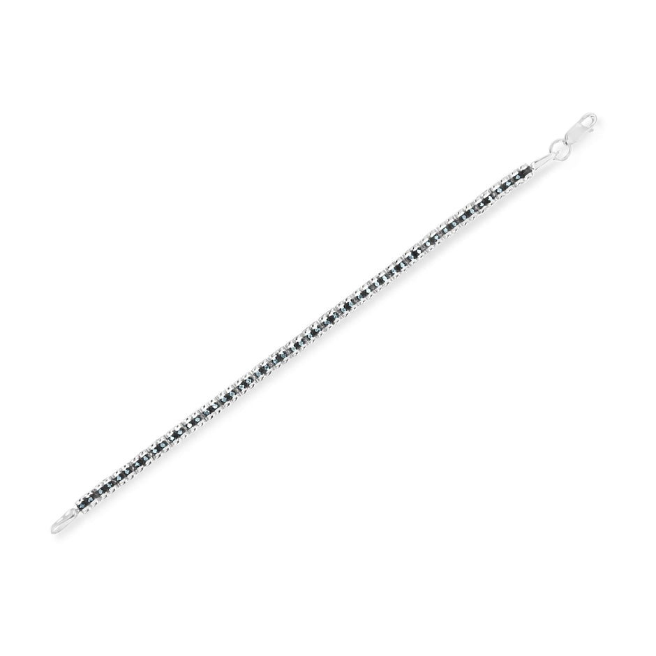 Black Rhodium over .925 Sterling Silver 1.0 Cttw Rose Cut Diamond Double-Link 7