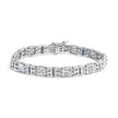 14K White Gold Princess-Cut white and Blue Diamond 3.00 cttw Fashion Link Bracelet (H-I Color, SI1-SI2 Clarity)