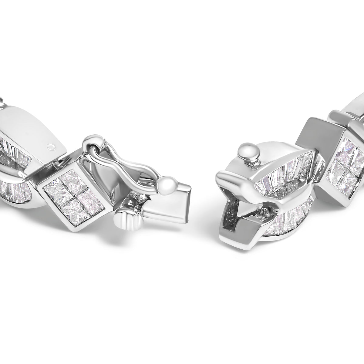 14K White Gold 8 5/8ct Cttw Princess and Baguette Diamond Geometric Twist Link Bracelet (G-H Color, VS1-VS2 Clarity) - 7
