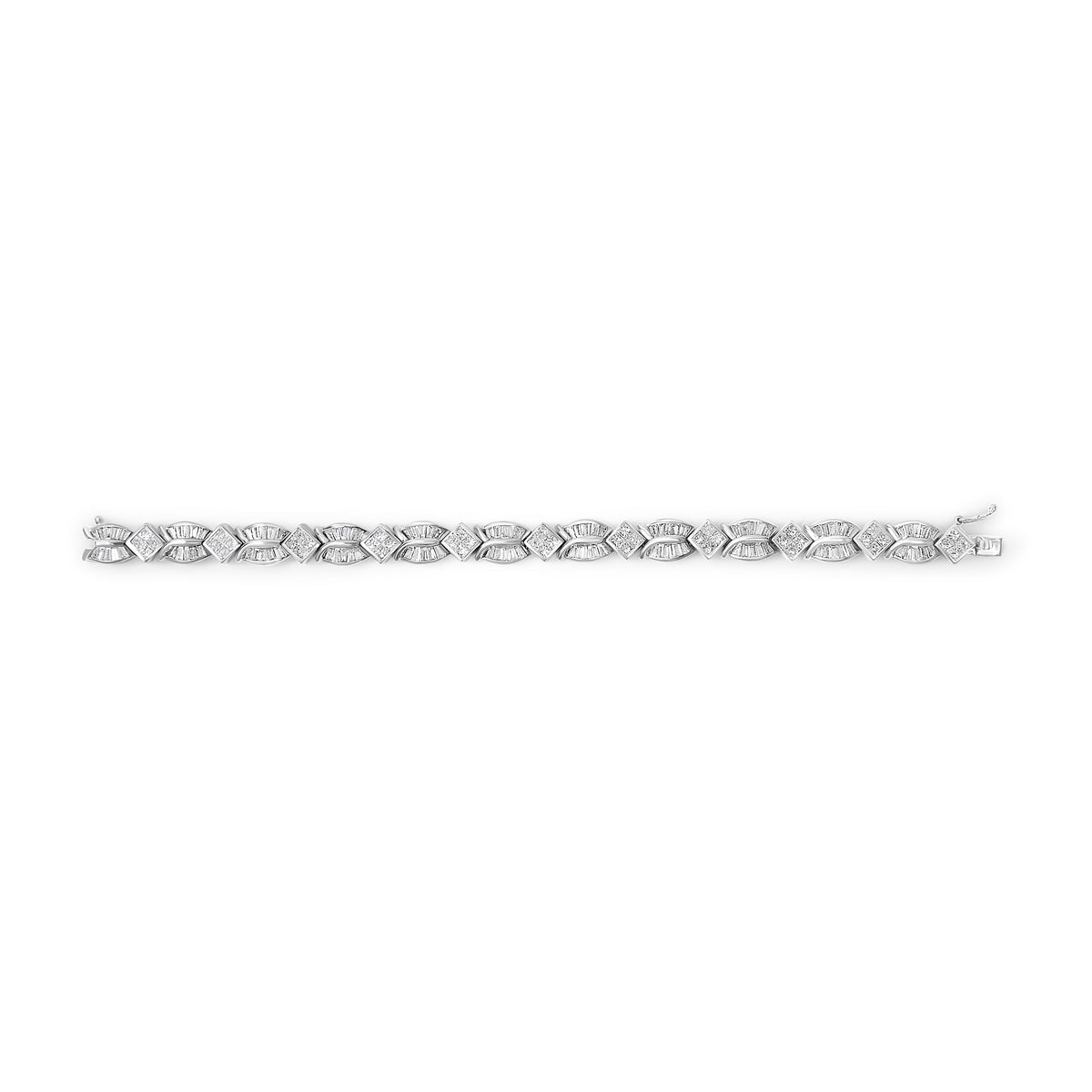 14K White Gold 8 5/8ct Cttw Princess and Baguette Diamond Geometric Twist Link Bracelet (G-H Color, VS1-VS2 Clarity) - 7