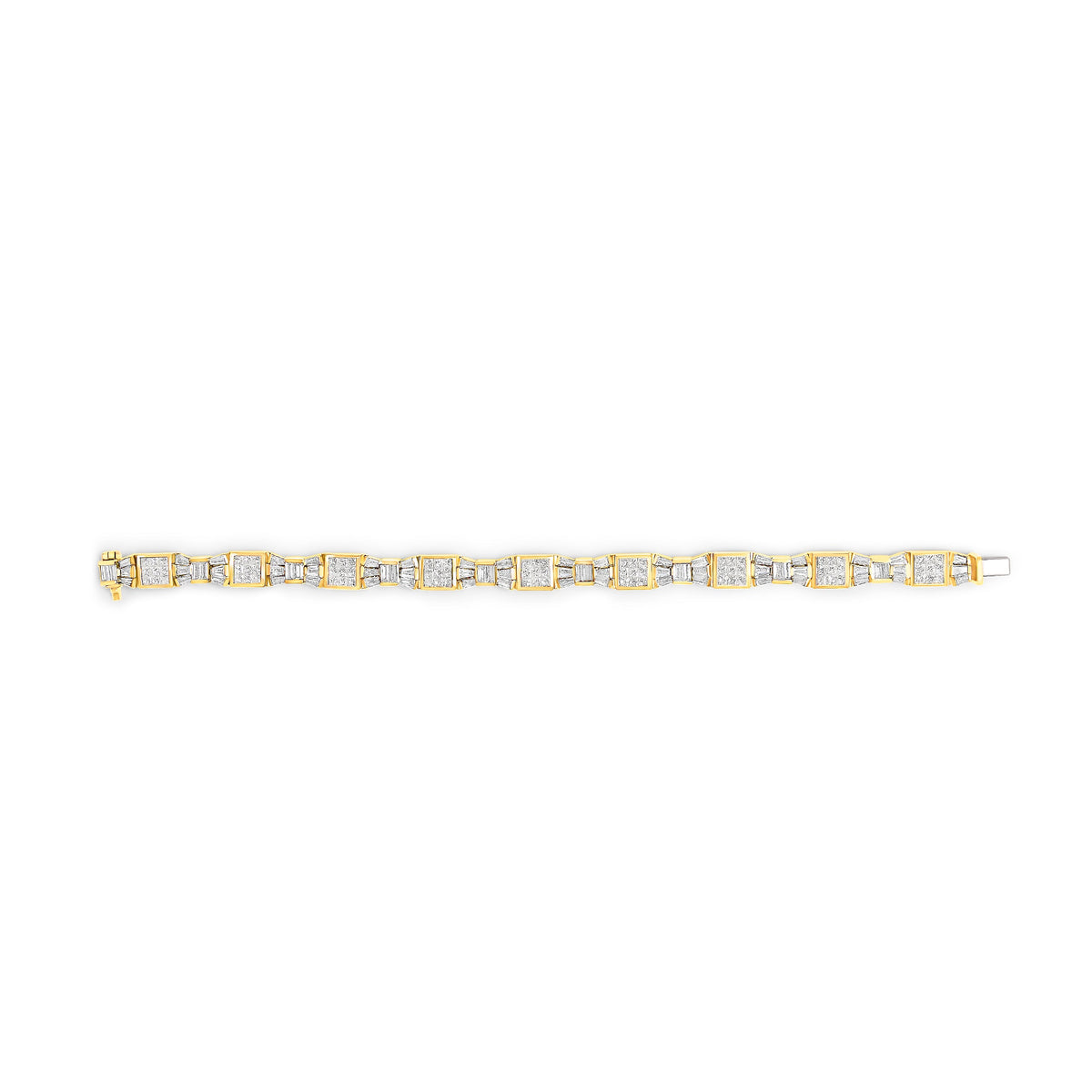 14K Yellow Gold 9.0 Cttw Diamond Alternating Bow and Box Link Bracelet (G-H Color, VS1-VS2 Clarity)- 7