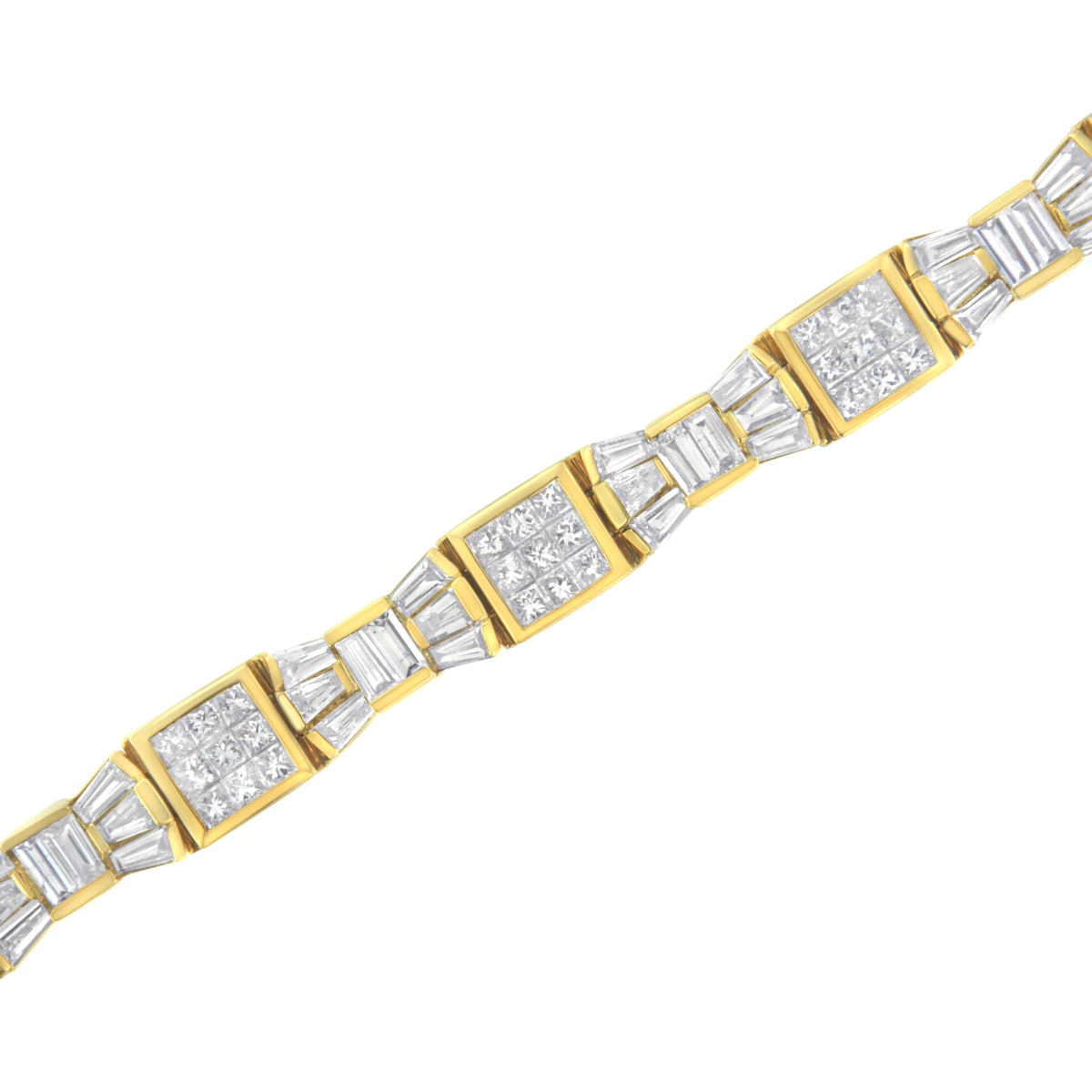 14K Yellow Gold 9.0 Cttw Diamond Alternating Bow and Box Link Bracelet (G-H Color, VS1-VS2 Clarity)- 7