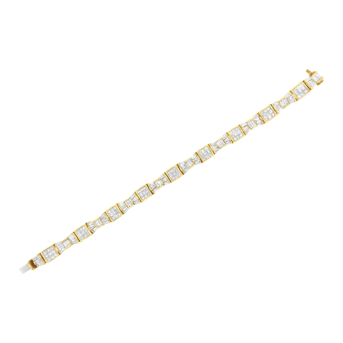 14K Yellow Gold 9.0 Cttw Diamond Alternating Bow and Box Link Bracelet (G-H Color, VS1-VS2 Clarity)- 7