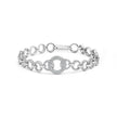 .925 Sterling Silver 1.00 Cttw Diamond Interlinking Open Circle Link Bracelet