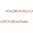 10K Rose Gold 1/2 cttw Diamond Cluster and Infinity Weave Link Bracelet (H-I Color, I2-I3 Clarity) - Size 7