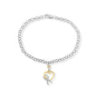 10K Yellow Gold 1/10 Cttw Diamond Awareness Ribbon & Heart Charm on 7