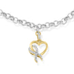 10K Yellow Gold 1/10 Cttw Diamond Awareness Ribbon & Heart Charm on 7