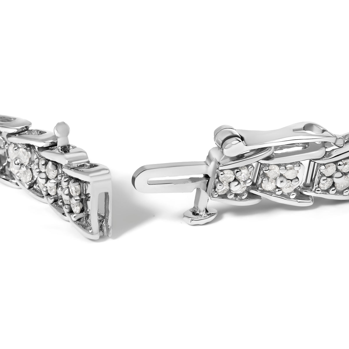 .925 Sterling Silver 2.0 Cttw Diamond Fan-Shaped Fancy Chevron Link Tennis Bracelet (I-J Color, I3 Clarity) - 7