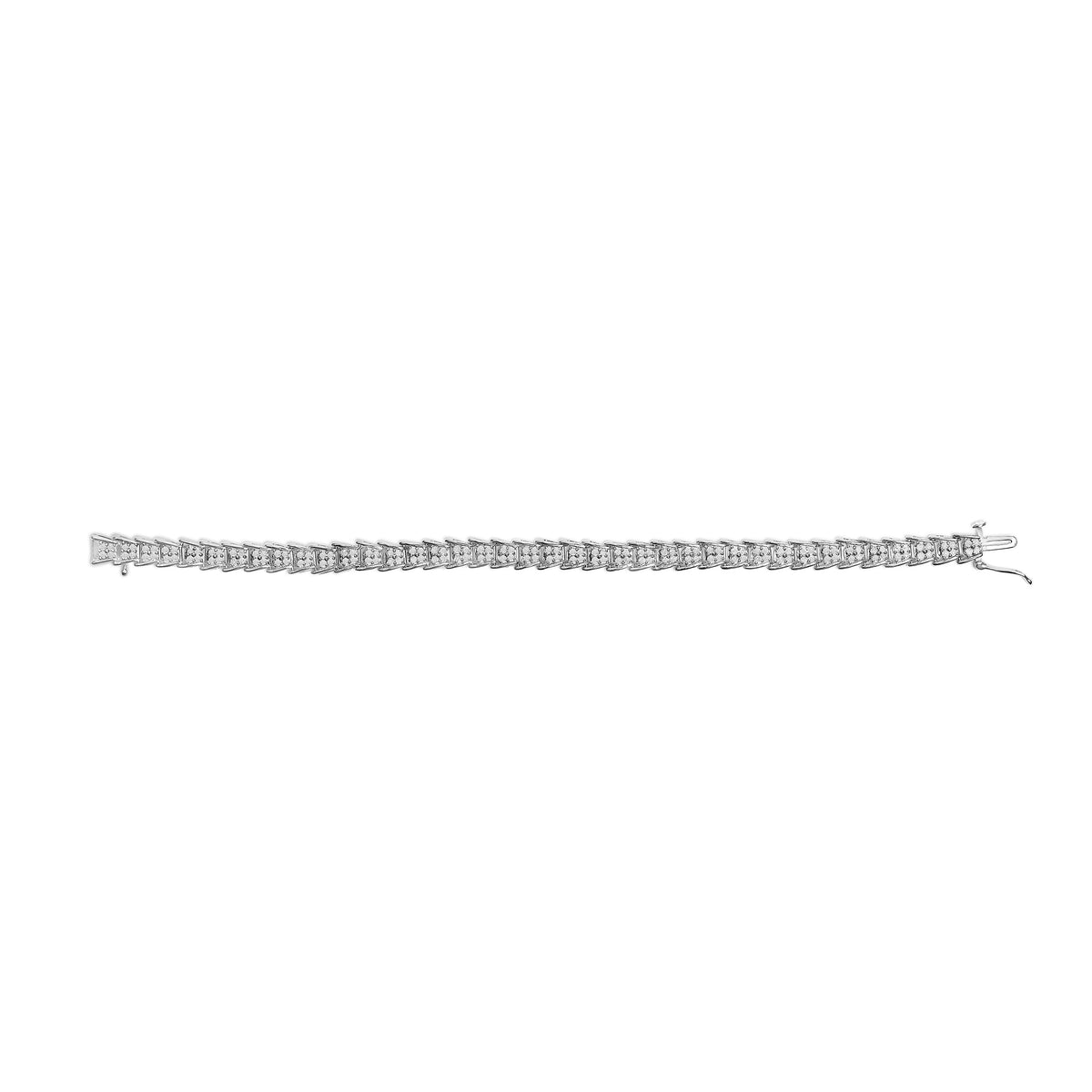 10k White Gold 2 cttw Diamond Fan-Shaped Link Tennis Bracelet (I-J Clarity, I3 Color) - Size 7.25