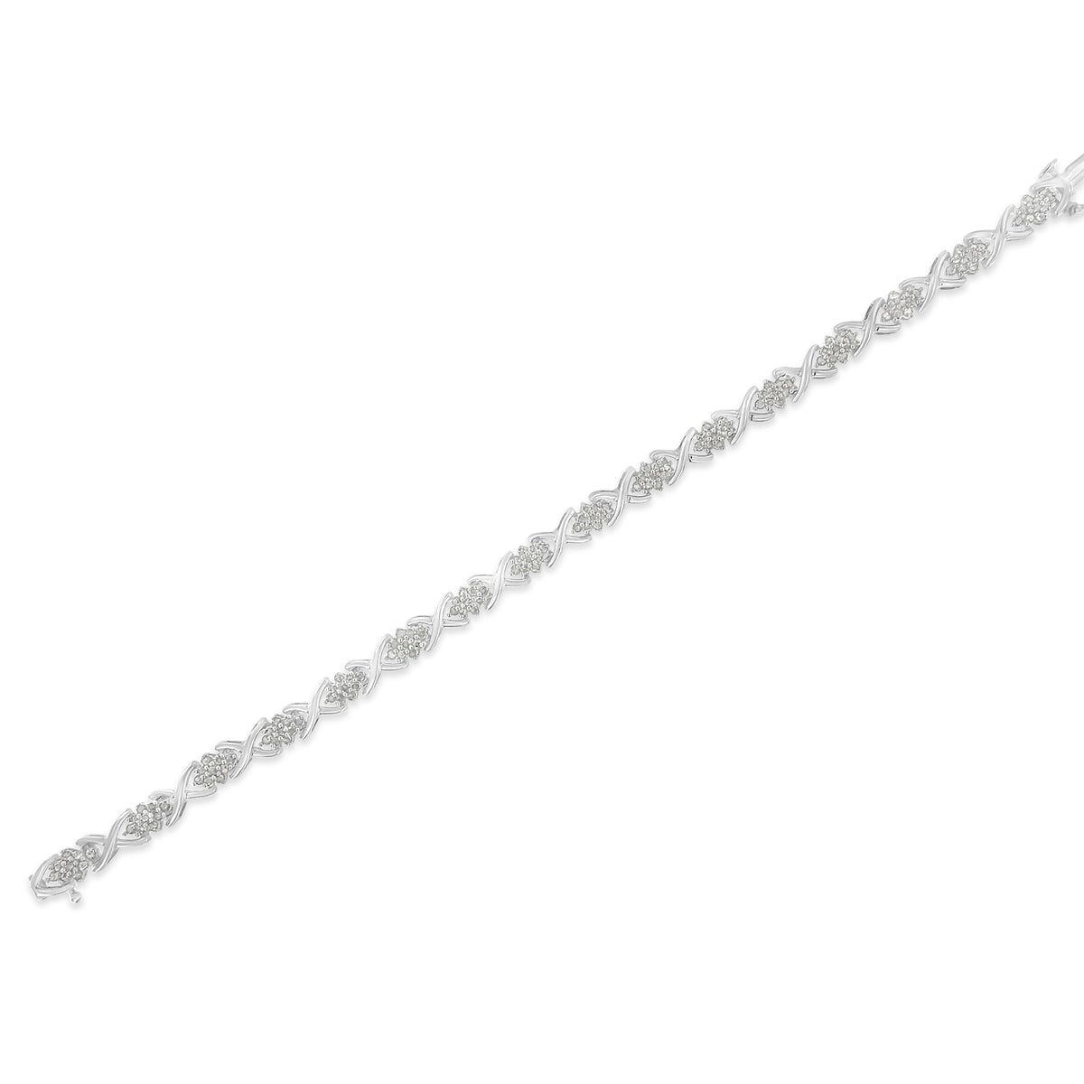 .925 Sterling Silver 1-1/2 Cttw Diamond Cluster X Link 7