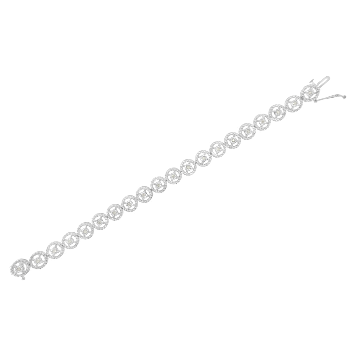 .925 Sterling Silver 1/2 Cttw Diamond Nested Circle Miracle Set Open Wheel 7