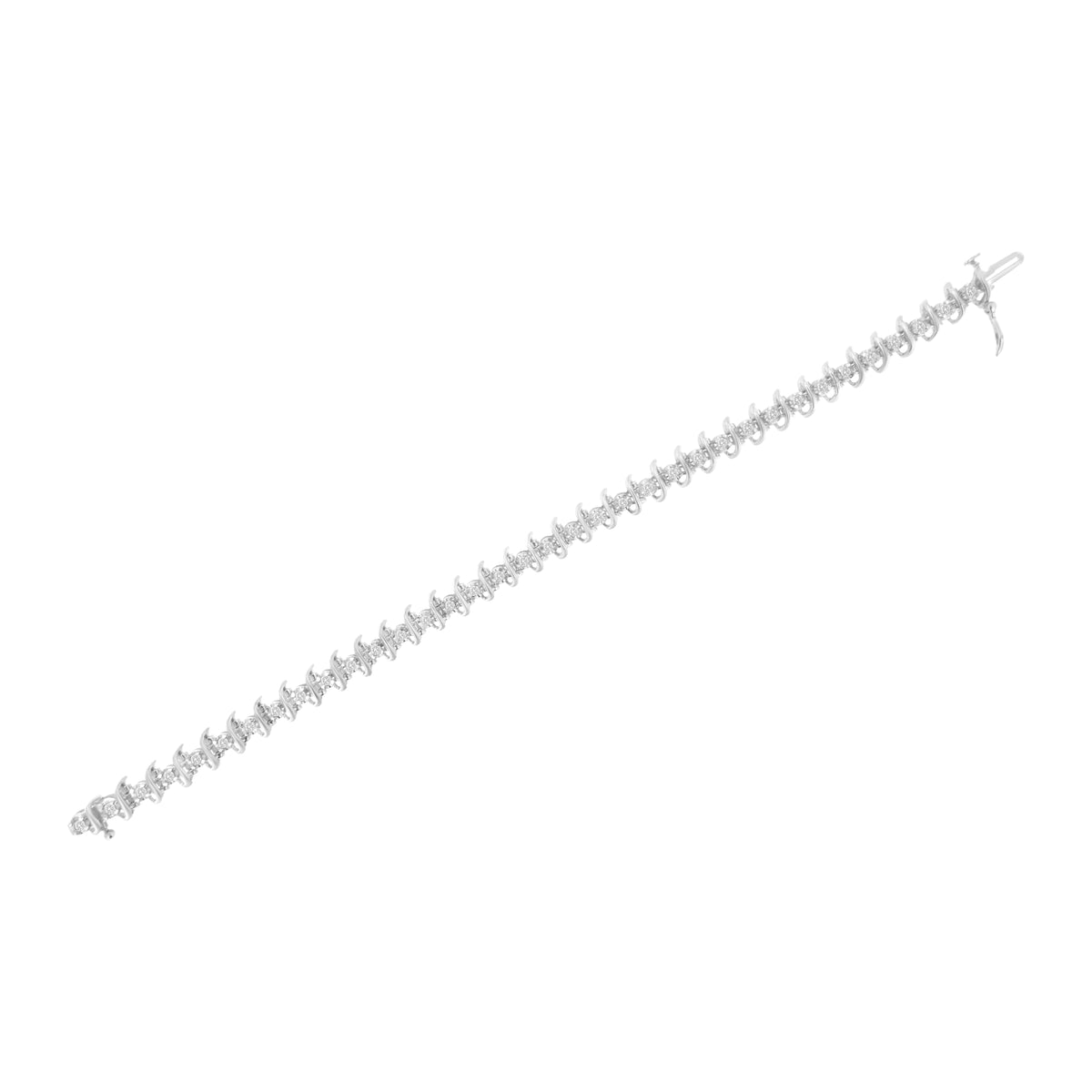 .925 Sterling Silver 1 cttw Prong-Set Diamond Link Bracelet (I-J, I1-I2) - 7.25