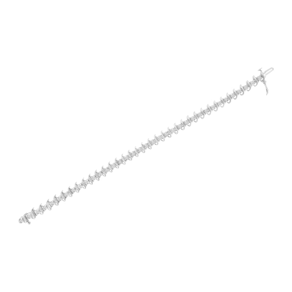 .925 Sterling Silver 1 cttw Prong-Set Diamond Link Bracelet (I-J, I1-I2) - 7.25