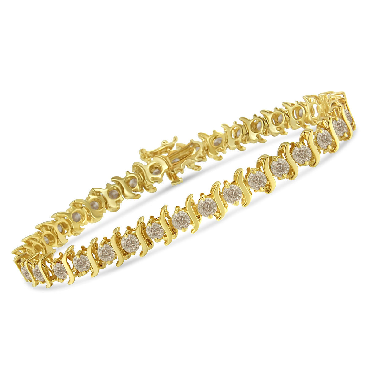 10K Yellow Gold Plated .925 Sterling Silver 7.0 cttw 2-Prong Set Round Brilliant Cut Diamond 