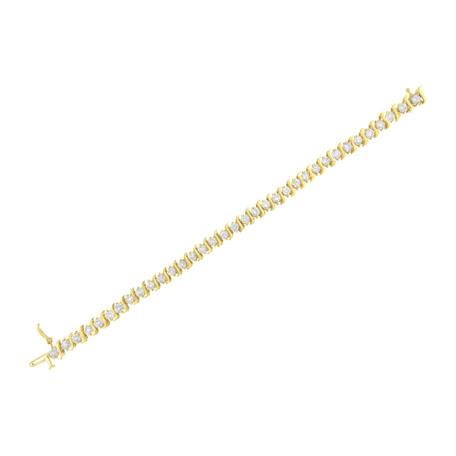 10K Yellow Gold Plated .925 Sterling Silver 7.0 cttw 2-Prong Set Round Brilliant Cut Diamond 