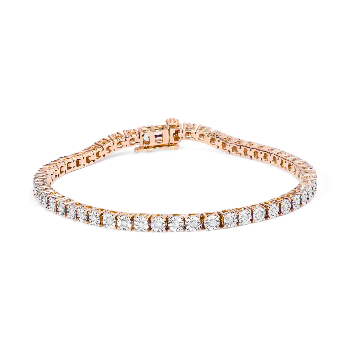 .925 Sterling Silver 1.0 Cttw Miracle-Set Diamond Round Faceted Bezel Tennis Bracelet (I-J Color, I3 Clarity) - 7