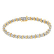 Two-Tone 10K Yellow Gold over .925 Sterling Silver 1.0 Cttw Diamond S-Curve Link Miracle-Set Tennis Bracelet (I-J Color, I3 Clarity) - 7
