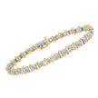 Two-Tone 10K Yellow Gold over .925 Sterling Silver 1.0 Cttw Diamond S-Curve Link Miracle-Set Tennis Bracelet (I-J Color, I3 Clarity) - 7