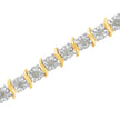 Two-Tone 10K Yellow Gold over .925 Sterling Silver 1.0 Cttw Diamond S-Curve Link Miracle-Set Tennis Bracelet (I-J Color, I3 Clarity) - 7