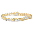 14K Yellow Gold Plated .925 Sterling Silver 1/2 Cttw Round Miracle-Set Diamond S-Curve Tennis Bracelet (I-J Color, I3 Clarity) - 7