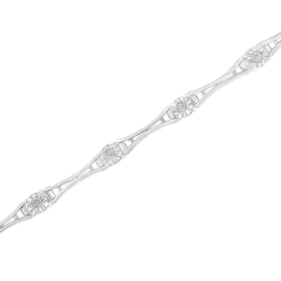 .925 Sterling Silver 1/4 Cttw Diamond Miracle-Set Flared-Bar 7