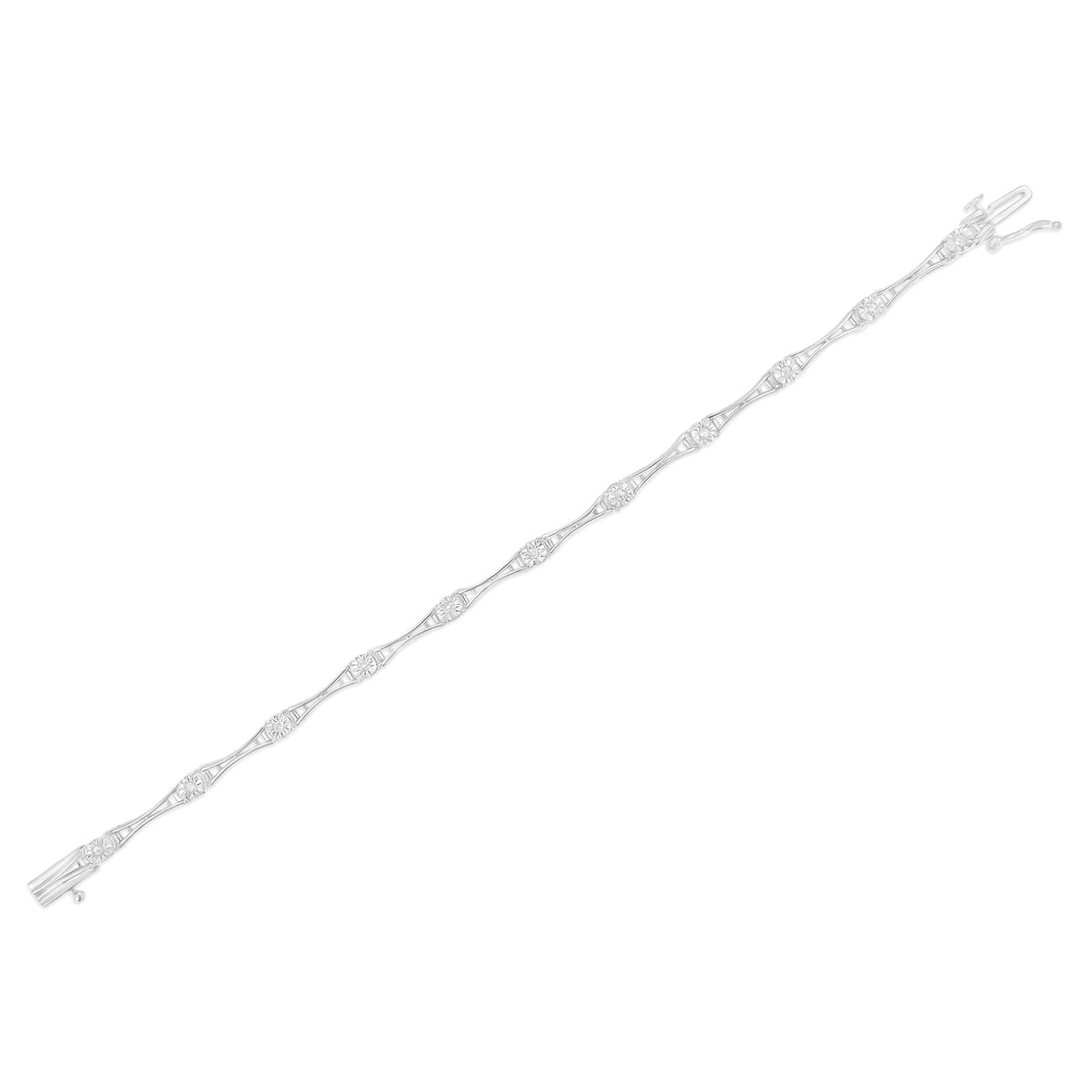 .925 Sterling Silver 1/4 Cttw Diamond Miracle-Set Flared-Bar 7