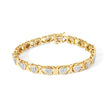 10K Yellow Gold Plated .925 Sterling Silver 1.0 Cttw Diamond Heart Link Bracelet