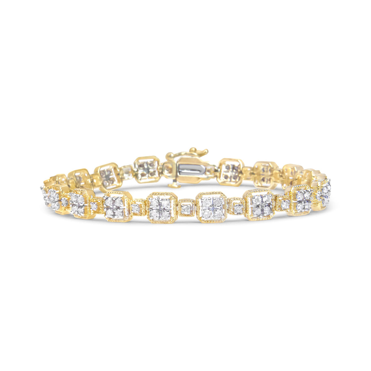 10K White Gold 2.0 Cttw Diamond Square Link Bracelet (J-K Color, I2-I3 Clarity) - Size 7.25