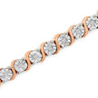 14K Rose Gold Plated .925 Sterling Silver 1/4 Cttw Diamond Round Miracle Plate and 