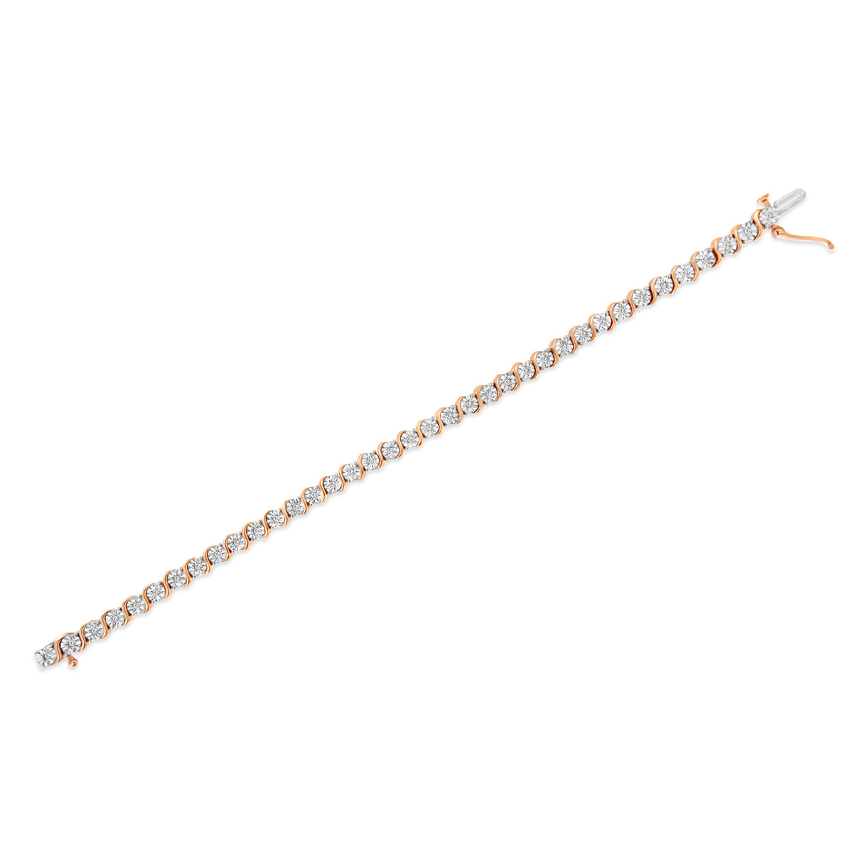 14K Rose Gold Plated .925 Sterling Silver 1/4 Cttw Diamond Round Miracle Plate and 