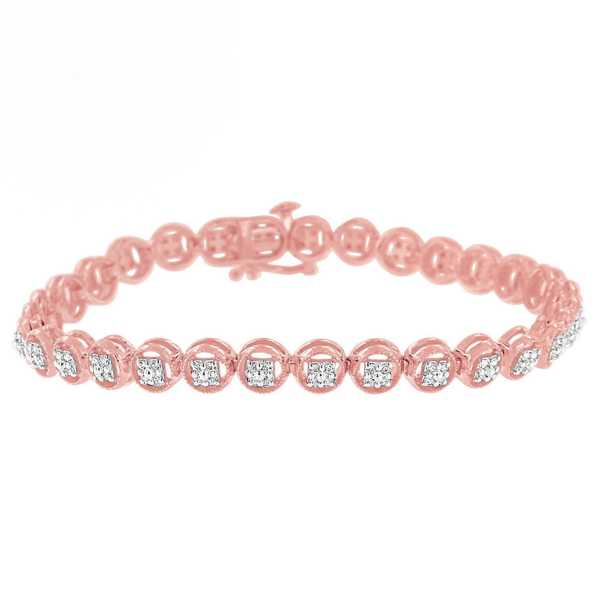 14K Rose Gold Over .925 Sterling Silver 1/4 Cttw Diamond 7