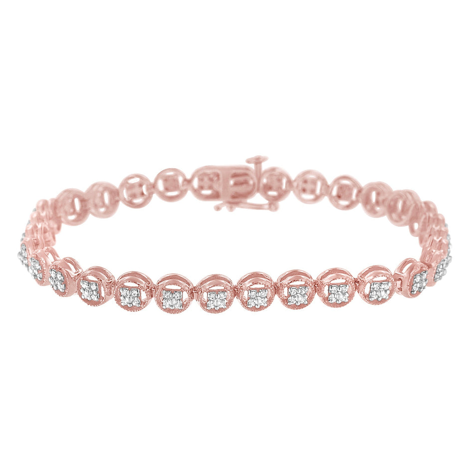 14K Rose Gold Over .925 Sterling Silver 1/4 Cttw Diamond 7