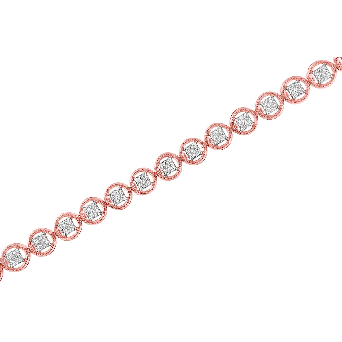 14K Rose Gold Over .925 Sterling Silver 1/4 Cttw Diamond 7