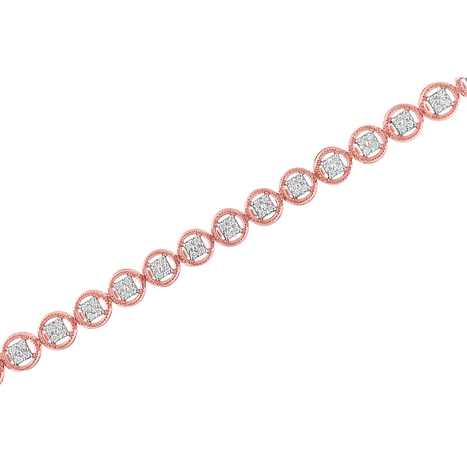 14K Rose Gold Over .925 Sterling Silver 1/4 Cttw Diamond 7