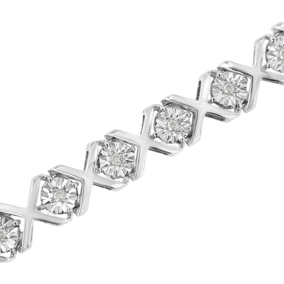 .925 Sterling Silver 1/4 Cttw Miracle Set Diamond 