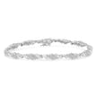 .925 Sterling Silver 1-1/2 Cttw Round and Baguette Cut Diamond Wave Link Bracelet (I-J Color, I2-I3 Clarity) - 7