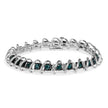 .925 Sterling Silver 3/4 Cttw Blue Diamond Illusion Plate Looped Link Bracelet