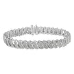 .925 Sterling Silver 3.0 Cttw Diamond Multi Row Cluster Slanted Wave Link 7-Â¼â€ Tennis Bracelet (I-J Color, I2-I3 Clarity)
