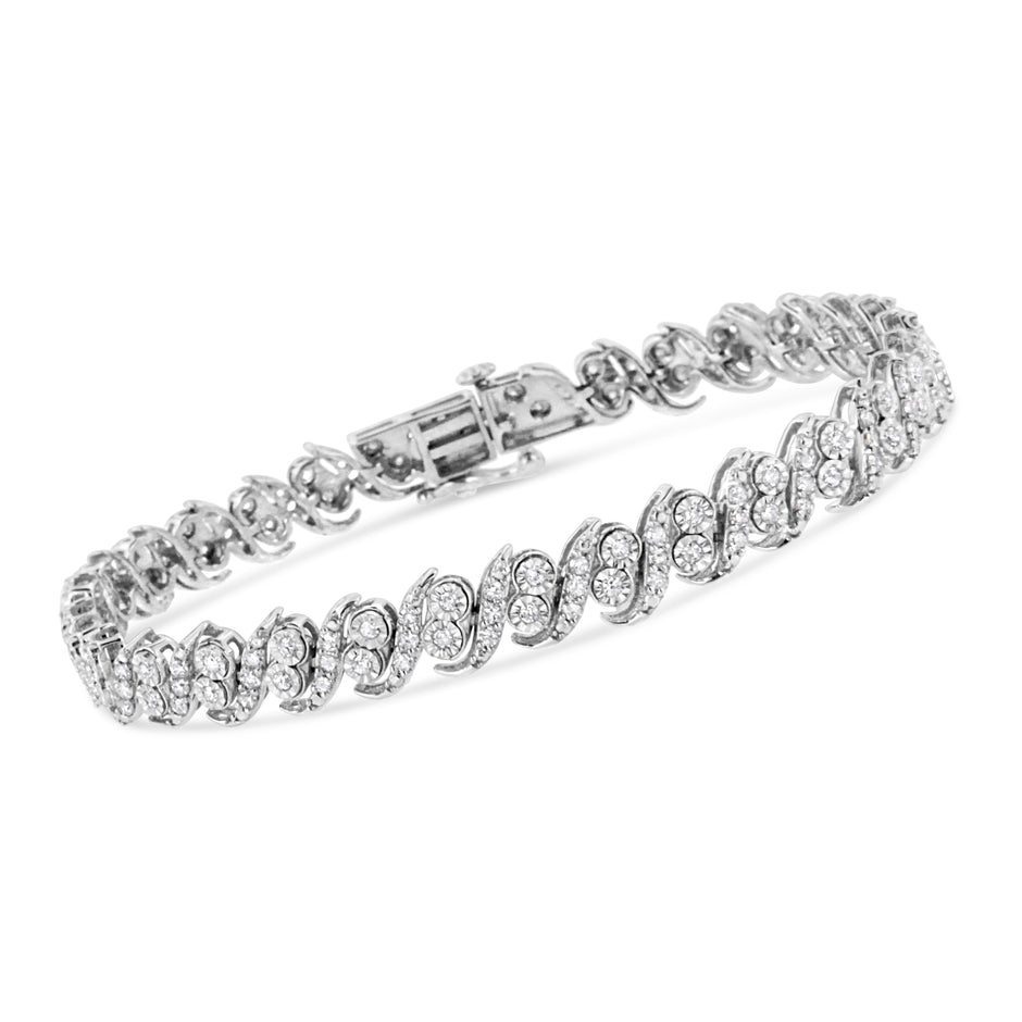 .925 Sterling Silver 2.0 Cttw Round-Cut Diamond 