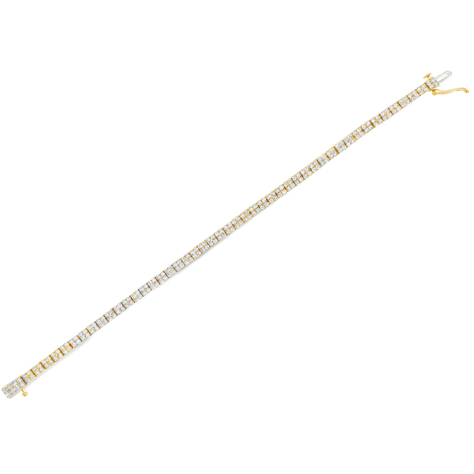 14K Yellow Gold Plated .925 Sterling Silver 3.0 Cttw Diamond Link Bracelet (K-L Color, I2-I3 Clarity) - 7.25