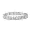 .925 Sterling Silver 1.00 Cttw Diamond Multi Row Heart Link Bracelet (H-I Color, I1-I2 Clarity) - 7.25