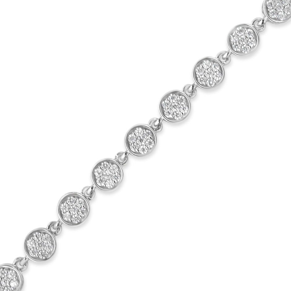 .925 Sterling Silver 2.0 Cttw Round Diamond Link Bracelet (G-H Color, I1-I2 Clarity) - 7.25