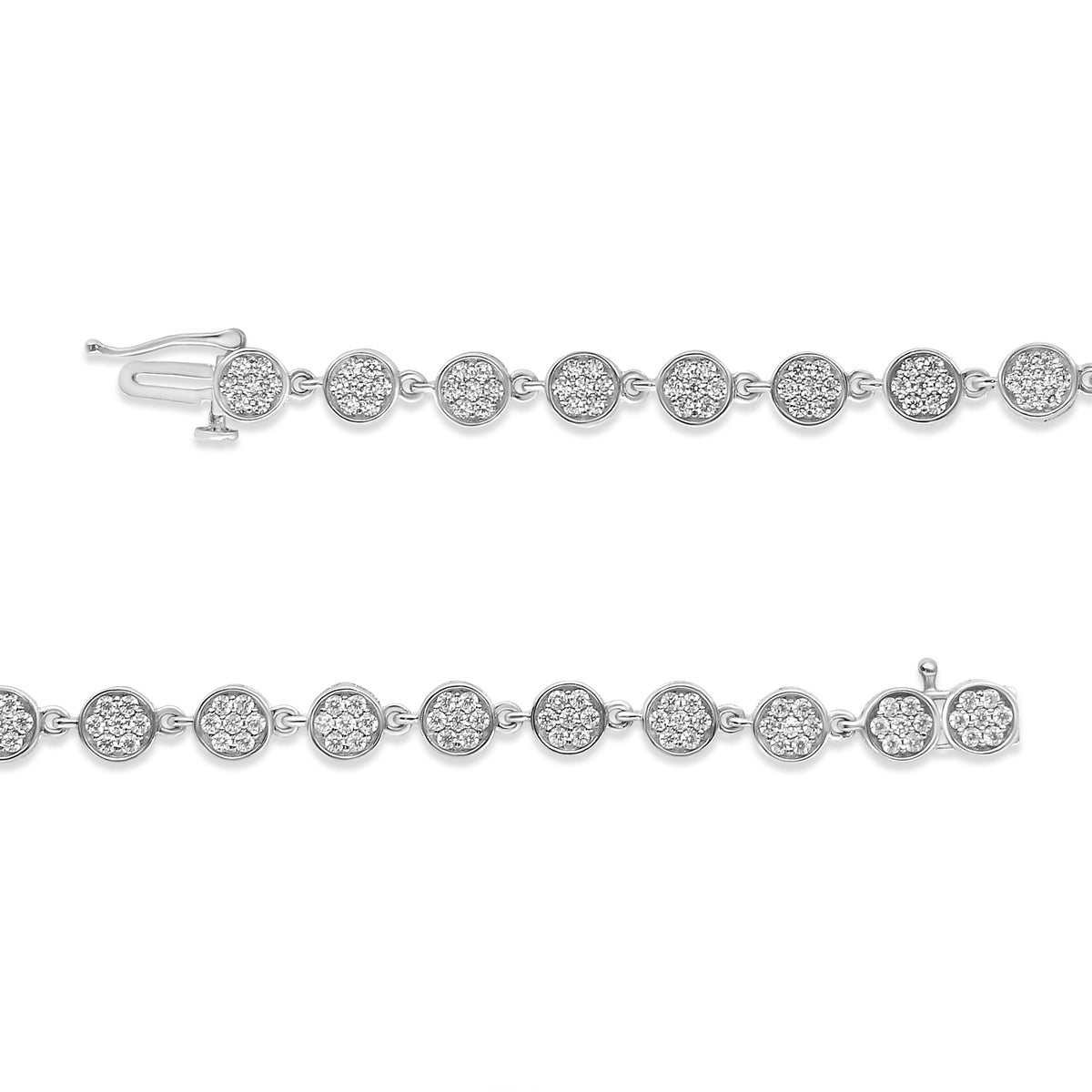 .925 Sterling Silver 2.0 Cttw Round Diamond Link Bracelet (G-H Color, I1-I2 Clarity) - 7.25