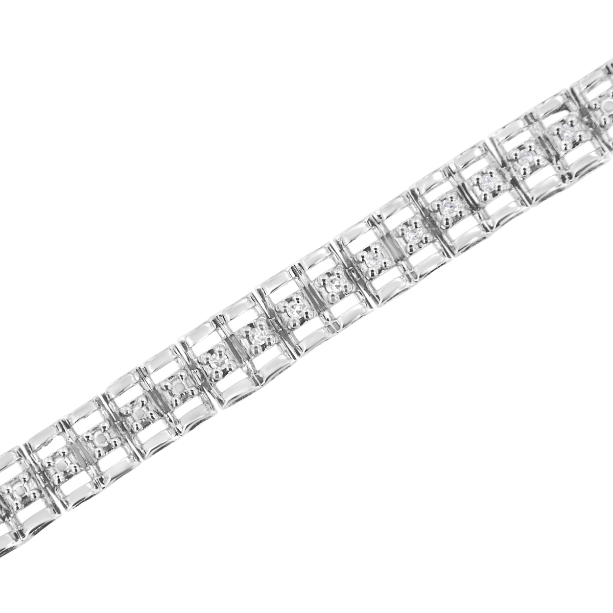 .925 Sterling Silver 1/10 Cttw Diamond Double-Link 7