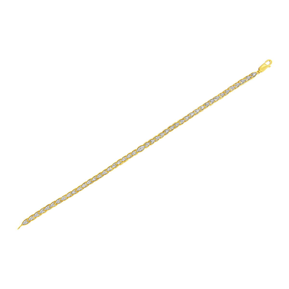 10K Yellow Gold Plated .925 Sterling Silver 1 cttw Prong-Set Diamond Pear Shape Link Bracelet (I-J Color, I1-I2 Clarity) - 7.25