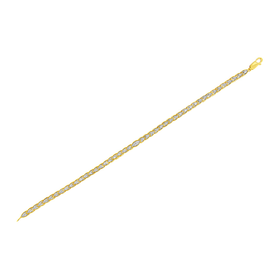 10K Yellow Gold Plated .925 Sterling Silver 1 cttw Prong-Set Diamond Pear Shape Link Bracelet (I-J Color, I1-I2 Clarity) - 7.25