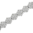 .925 Sterling Silver 2.0 cttw Diamond 7 Stone Floral Cluster Link Bracelet (I-J Color, I3 Clarity) -7.25